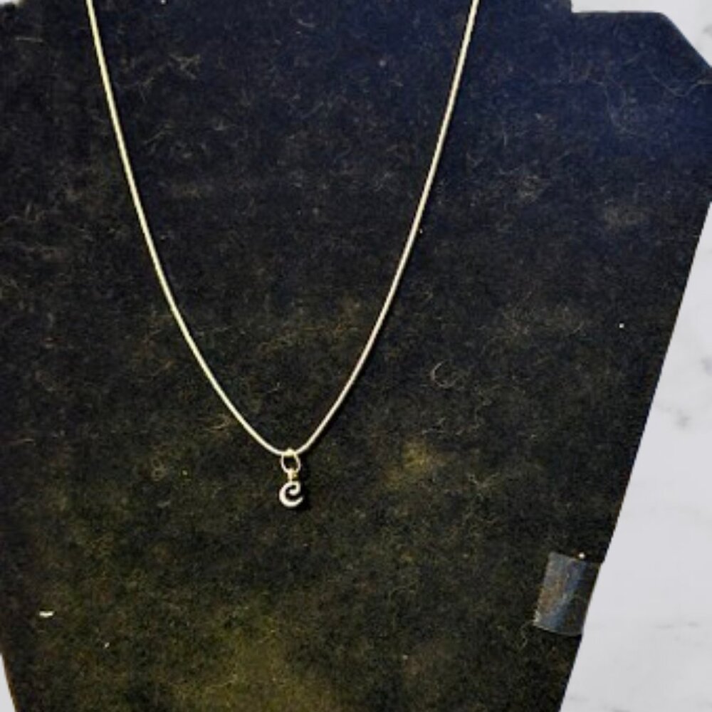 Necklace 'C' Inital Silver Toned Hand Assembled